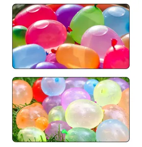 Colorful water balloons for kids outdoor summer party games, latex rubber water bombs detail.