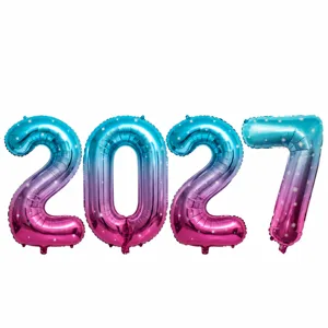 Gradient 2027 foil number balloons 32 inch set for new year party decoration and celebration.
