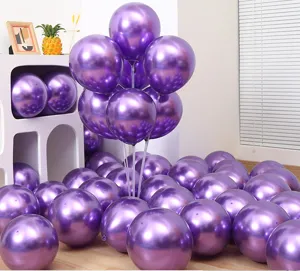 Globos de látex morados metálicos redondos para decoración de fiestas, bodas y cumpleaños.