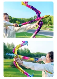 Rainbow foil balloon bow and arrow detail, perfect for children outdoor party decoration supplies.