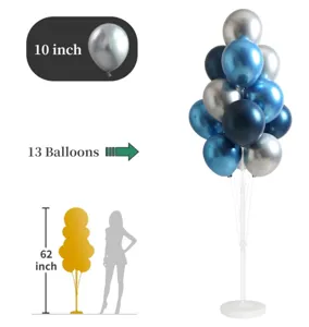 Balloon column kit with blue silver metallic balloons for party and wedding decoration.