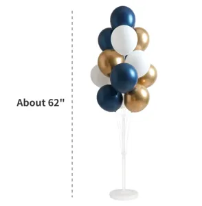 Balloon stand kit with navy white gold balloons for party wedding decoration detail view.