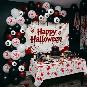 Halloween Ballon Girlande Bogen Kit Halloween Party Dekorationen Mit Blut Handabdruck Hintergrund Tischdecke Latex Ballons
