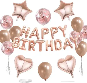 Rose gold birthday party balloons set with letter foil and confetti balloons for decor