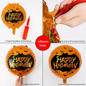 Halloween 18 inch folie ballon feest decoratie set met pomp, griezelige vleermuis en pompoen thema.