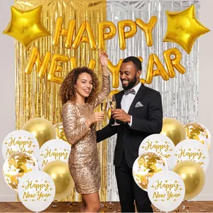 New Year balloon set 16-inch letter foil balloons fringe curtain party photo props decor
