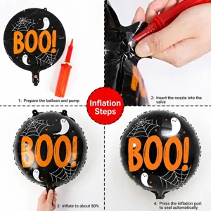 Globo de aluminio redondo de Halloween de 18 pulgadas con letras BOO y diseno de fantasma