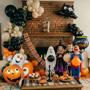 Kit de arco de globos de Halloween con globos de fantasma calabaza murciélago y decoraciones