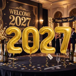 2027 New Year gold foil digital balloons set 32 inch party decoration background supplies