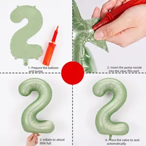 32 inch foil number balloon green digital party decoration set with mini hand pump