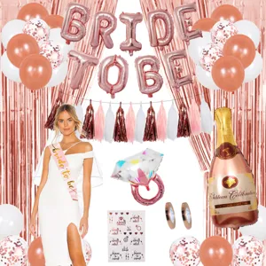 Bride to be bachelorette party decoration balloons set with sash and foil bottle props!