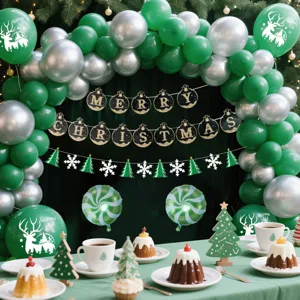 Weihnachten Ballon Bogen Set Gruen Silber Latex Ballons Feiertag Party Dekorationen
