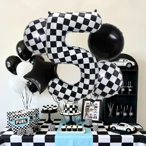 40 inch checkered racing birthday balloon set for baby party racing theme decorations
