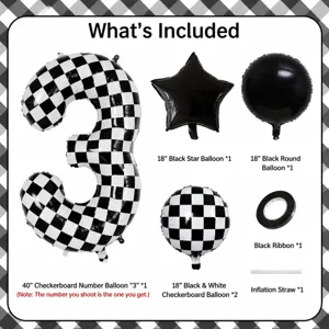 Checkered racing birthday balloon set 40 inch number balloon party decoration supplies