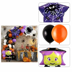 Kit d'arche de ballons d'Halloween avec ballons en aluminium et latex pour la fête déco
