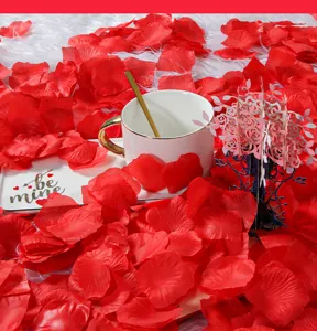 Red artificial rose petals for wedding and Valentine's Day party decoration scatter supply