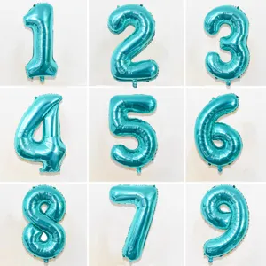 Blue Aluminum Foil Number Balloon Digital Foil Balloons For Birthday Party Wedding Celebration Event Decor