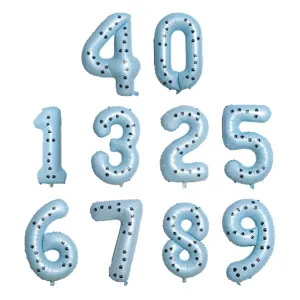 Blue Dog Paw Print Number Aluminum Foil Balloon Digital Balloons For Birthday Party Decoration Supplies