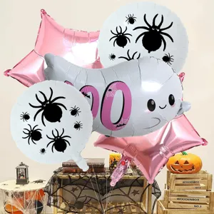 5-piece Halloween balloon set, scary spider ghost foil balloons for party decor!