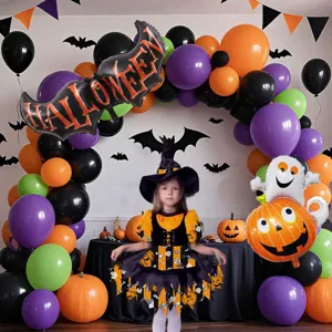 Halloween Party Dekoration Ballonbogen Set mit bunten Ballons für festliche Anlässe.