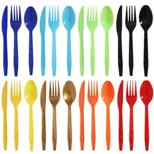 Disposable plastic cutlery set colorful party tableware knife fork spoon for wedding birthday