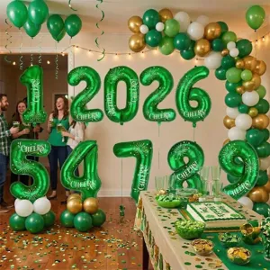 Green Number Foil Mylar Balloon Birthday Party Decoration Cheers Printed Digital Balloon Event Supplies