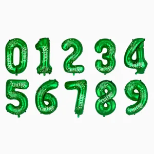 Green foil number balloons set 32 inch printed cheers design party decoration supplies