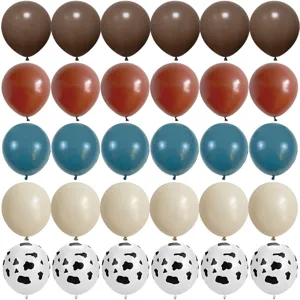12 zoll latexluftballons sortierte farben braun terrakotta blau beige kuhmuster deko