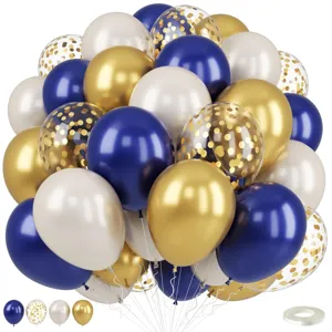 Blau weiß und goldene Ballon Girlande Set für Geburtstag Party Dekorationen 12 Zoll Latex Konfetti