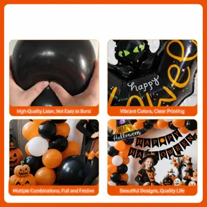 Halloween party decorative balloon set main image showcasing latex and foil balloons with spooky themes.