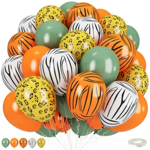 Tierprint Latex Ballon Bogen Set mit Leo Tiger Zebra Muster fuer Dschungel Safari Party.