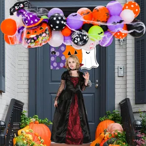 Halloween balloon arch kit with pumpkin ghost foil balloons for party scene decoration