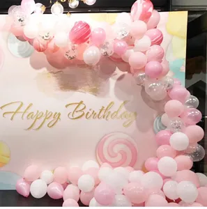 Balloon garland arch kit for birthday party decorations and background wall setup supply.