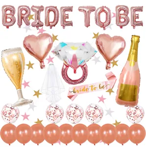 Bachelorette party decoration balloon set bride to be rose gold foil and latex balloons