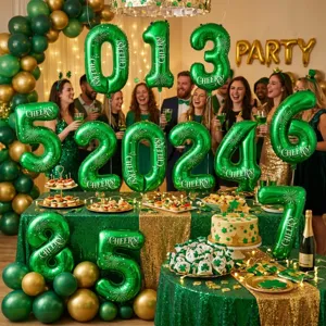 32 inch green printed aluminum film number balloons for birthday party celebration scene decoration