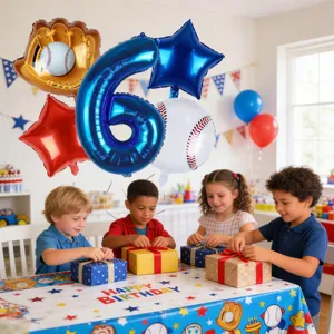 Baseball glove foil balloon 18 inch number 6 set sports birthday party decoration props