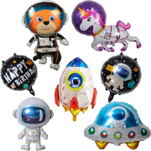 Space Astronaut Theme Foil Balloons Cartoon Rocket UFO Birthday Party Decorations Children Toys