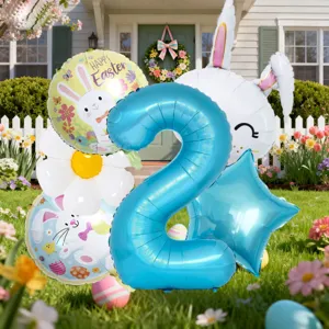 Easter Bunny Aluminum Foil Balloon Digital Number Set Outdoor Photo Props Party Layout Scene Decoration Supplies