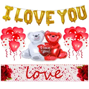 Kit de ballons Saint Valentin et mariage avec lettres love et ours mignons pour décoration fête.