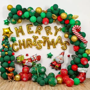 Kit arco palloncini di Natale decorazione festa con palloncini verdi rossi e oro