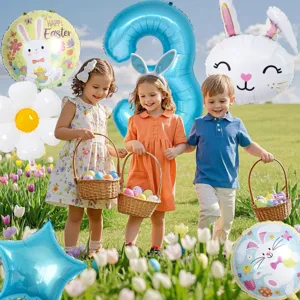 Easter number 3 foil balloon set cute rabbit party decoration outdoor photo prop