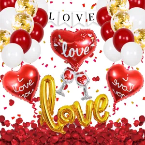 Valentine's Day balloon set red white heart foil balloons letter LOVE decor party supplies