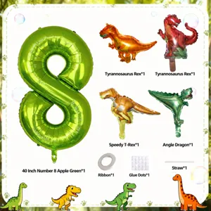 40-inch green number dinosaur balloon set for kids birthday party and celebration decoration.