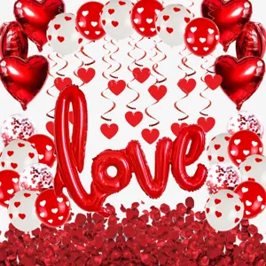 Ensemble de décoration de ballon de mariage de saint valentin avec ballons en aluminium et latex.