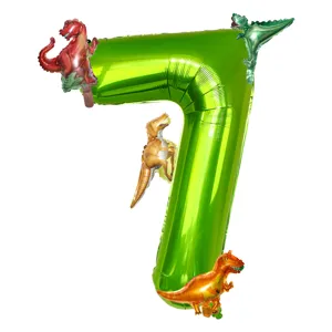 40 inch dinosaur number 7 foil balloon for kids birthday party decoration supplies.
