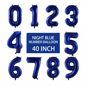 40 Inch Night Blue Number Foil Balloons Birthday Party Decoration Digital Balloon Set 0-9