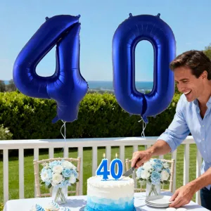 40 inch night blue number foil balloon for birthday party celebration decoration and festive setup.