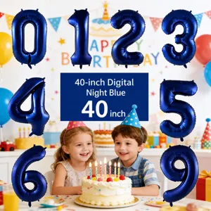 Night Blue Number Aluminum Foil Balloon Birthday Party Decoration Supplies Metallic Gloss Celebration Event Decor
