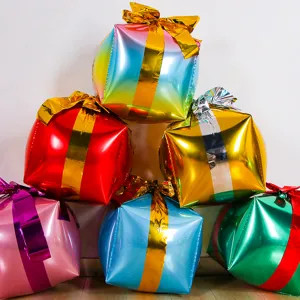 Gift box foil balloons stack for Christmas party holiday decoration festive supplies.