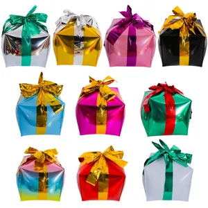 Christmas gift box foil balloons metallic color party decoration shopping mall layout